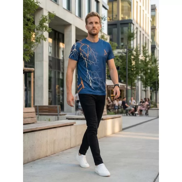  Pánske tričko premium ALTISPORT VOJ/ALM004TR01 NAVY/HNEDÁ 