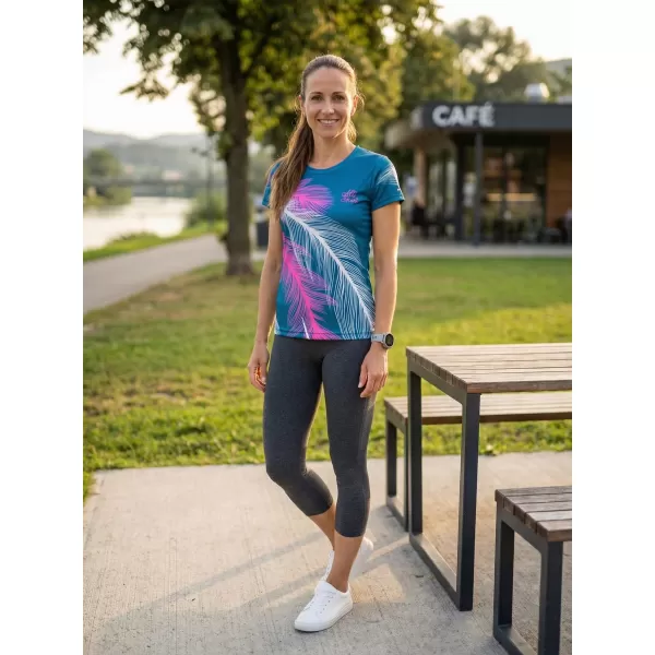  Dámske prémiové funkčné tričko ALTISPORT VOJ/ALW001TR01 BENZÍN/RUŽOVÁ 
