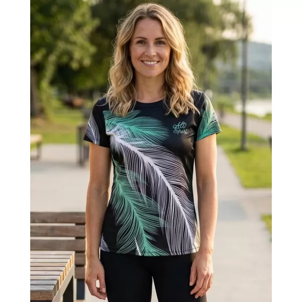  Dámske prémiové funkčné tričko ALTISPORT VOJ/ALW001TR01 ČIERNA/TYRKYSOVÁ 