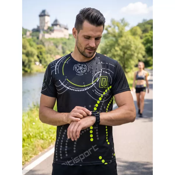  Pánske tričko premium ALTISPORT VOJ/ALM003TR01 ČIERNOŽLTÁ 
