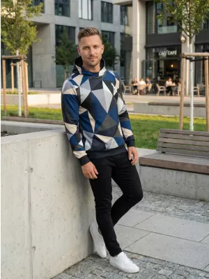 Pánska prémiová mikina ALTISPORT VOJ/ALM007MI01 NÁMORNÍCKA MODRÁ/HNEDÁ