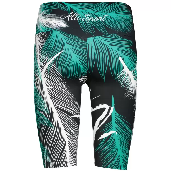  Dámske legíny nad kolená premium ALTISPORT VOJ/ALW001LEG02 ČIERNA/TYRKYSOVÁ 