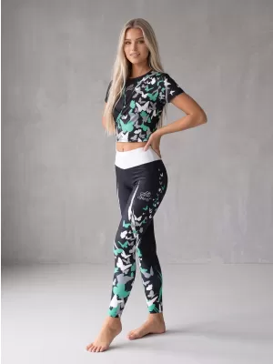 Dámske dlhé legíny premium ALTISPORT VOJ/ALW022LEG01 ČIERNA/TYRKYSOVÁ
