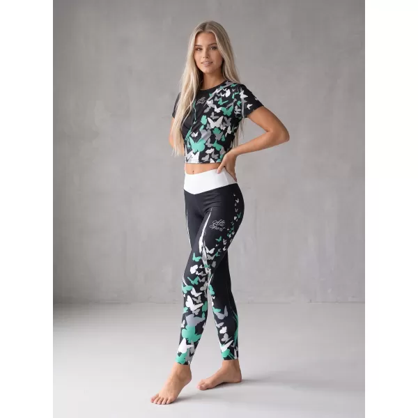  Dámske dlhé legíny premium ALTISPORT VOJ/ALW022LEG01 ČIERNA/TYRKYSOVÁ 
