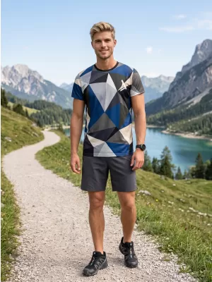 Pánske funkčné tričko premium plus ALTISPORT VOJ/ALM007TR02 NÁMORNÁ MODRÁ/HNEDÁ