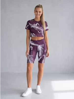 Dámske legíny nad kolená premium ALTISPORT VOJ/ALW001LEG02 FIALOVÁ/BIELA