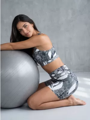 Dámske krátke legíny premium ALTISPORT VOJ/ALW020LEG03 ČIERNOBIELA
