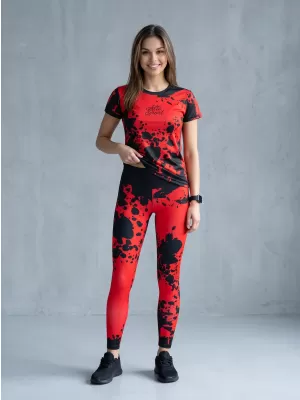 Dámske dlhé legíny premium ALTISPORT VOJ/ALW012LEG01 ČIERNA/ČERVENÁ