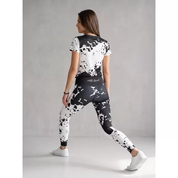  Dámske dlhé legíny premium ALTISPORT VOJ/ALW012LEG01 ČIERNA/BIELA 