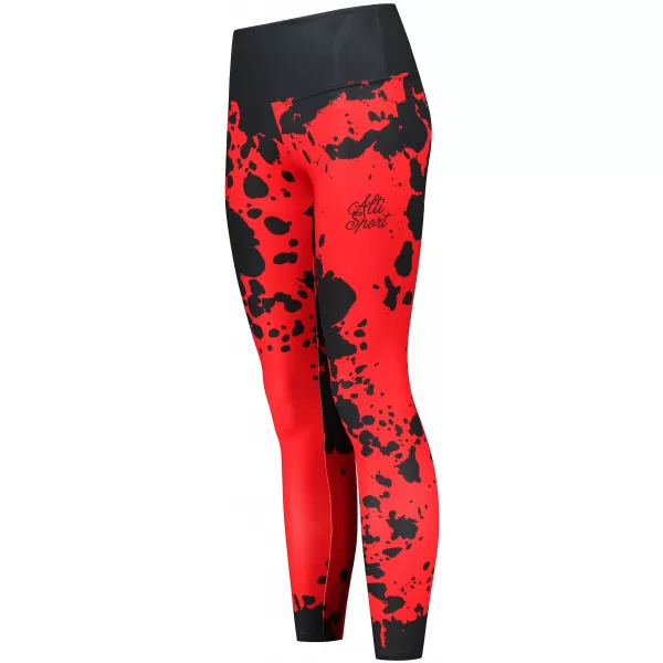  Dámske dlhé legíny premium ALTISPORT VOJ/ALW012LEG01 ČIERNA/ČERVENÁ 