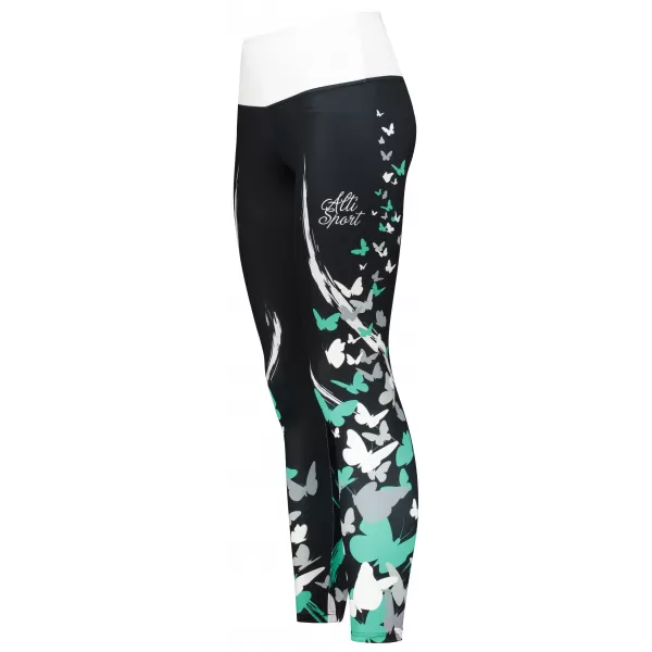  Dámske dlhé legíny premium ALTISPORT VOJ/ALW022LEG01 ČIERNA/TYRKYSOVÁ 
