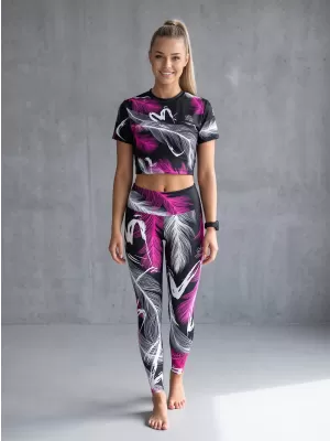 Dámske dlhé legíny premium ALTISPORT VOJ/ALW001LEG01 ČIERNA/RUŽOVÁ