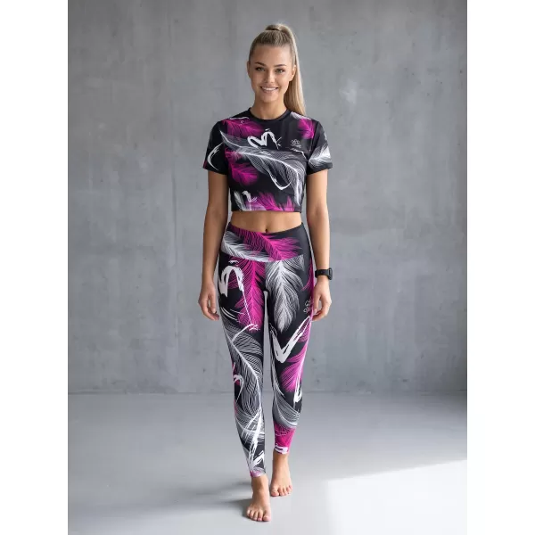  Dámske dlhé legíny premium ALTISPORT VOJ/ALW001LEG01 ČIERNA/RUŽOVÁ 