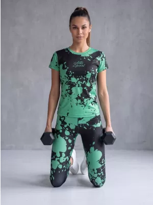 Dámske dlhé legíny premium ALTISPORT VOJ/ALW012LEG01 ČIERNA/TYRKYSOVÁ