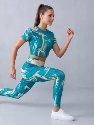 Dámske dlhé legíny premium ALTISPORT VOJ/ALW010LEG01 PETROLEJOVÁ/HNEDÁ
