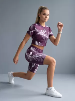 Dámske legíny nad kolená premium ALTISPORT VOJ/ALW001LEG02 FIALOVÁ/BIELA