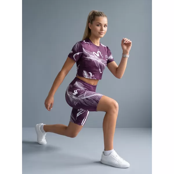  Dámske legíny nad kolená premium ALTISPORT VOJ/ALW001LEG02 FIALOVÁ/BIELA 