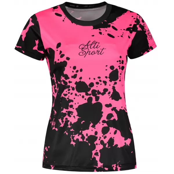  Dámske funkčné tričko premium ALTISPORT VOJ/ALW012TR01 ČIERNA/RUŽOVÁ FLUO 