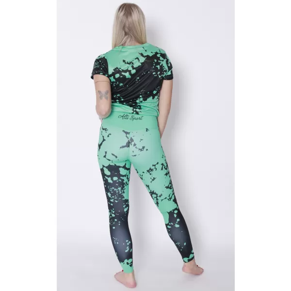  Dámske dlhé legíny premium ALTISPORT VOJ/ALW012LEG01 ČIERNA/TYRKYSOVÁ 