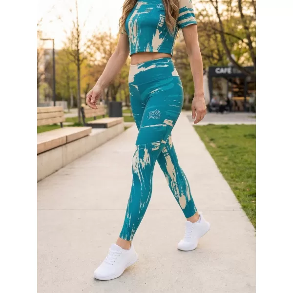  Dámske dlhé legíny premium ALTISPORT VOJ/ALW010LEG01 PETROLEJOVÁ/HNEDÁ 