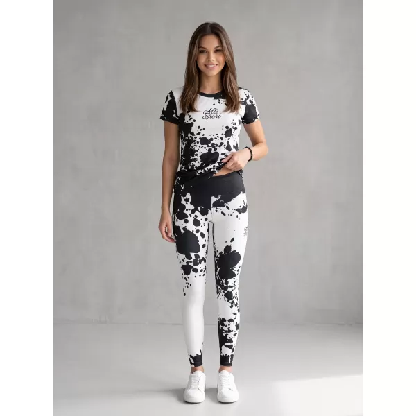 Dámske dlhé legíny premium ALTISPORT VOJ/ALW012LEG01 ČIERNA/BIELA 