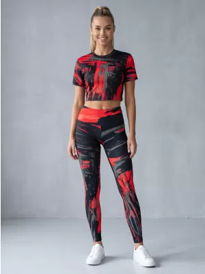 Dámske dlhé legíny premium ALTISPORT VOJ/ALW010LEG01 ČIERNOČERVENÁ
