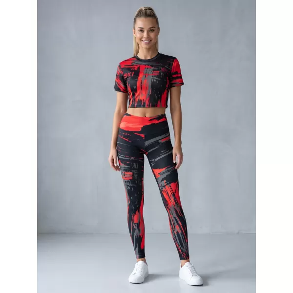  Dámske dlhé legíny premium ALTISPORT VOJ/ALW010LEG01 ČIERNOČERVENÁ 