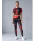Dámske dlhé legíny premium ALTISPORT VOJ/ALW010LEG01 ČIERNOČERVENÁ