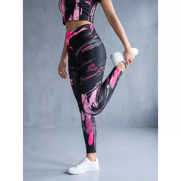  Dámske dlhé legíny premium ALTISPORT VOJ/ALW010LEG01 ČIERNA/SVETLO RUŽOVÁ 