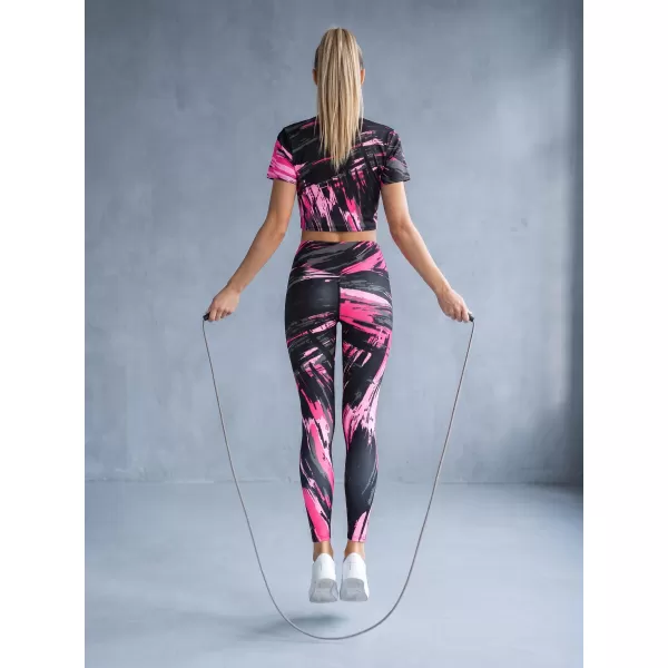  Dámske dlhé legíny premium ALTISPORT VOJ/ALW010LEG01 ČIERNA/SVETLO RUŽOVÁ 