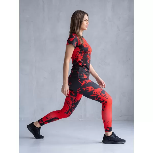  Dámske dlhé legíny premium ALTISPORT VOJ/ALW012LEG01 ČIERNA/ČERVENÁ 