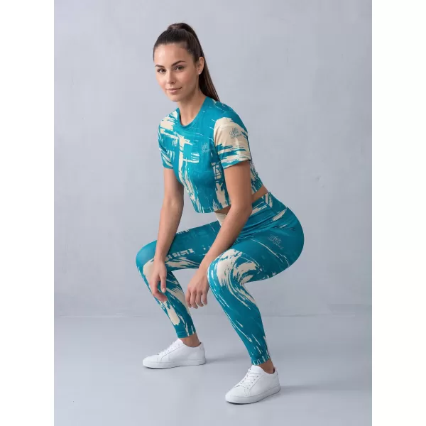  Dámske dlhé legíny premium ALTISPORT VOJ/ALW010LEG01 PETROLEJOVÁ/HNEDÁ 