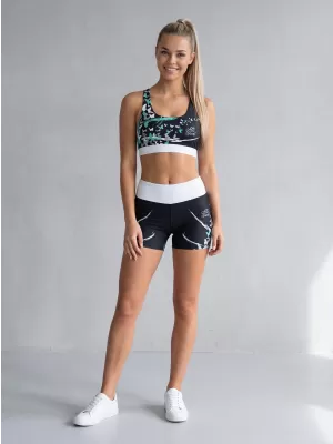 Dámske krátke prémiové legíny ALTISPORT VOJ/ALW022LEG03 ČIERNA/TYRKYSOVÁ