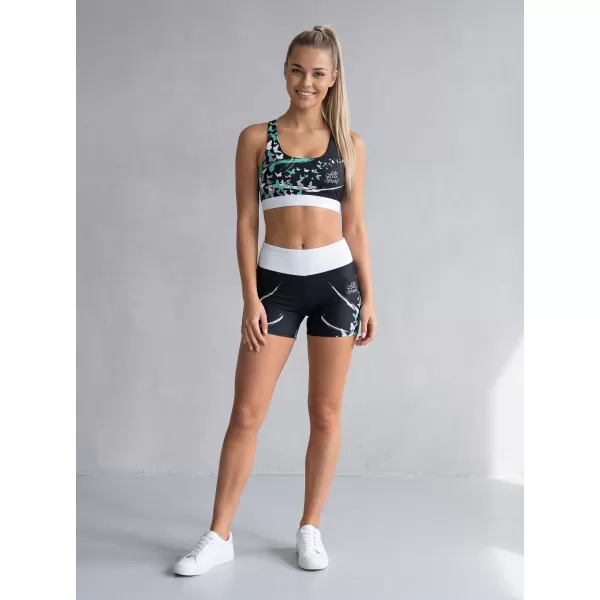 Dámske krátke prémiové legíny ALTISPORT VOJ/ALW022LEG03 ČIERNA/TYRKYSOVÁ 