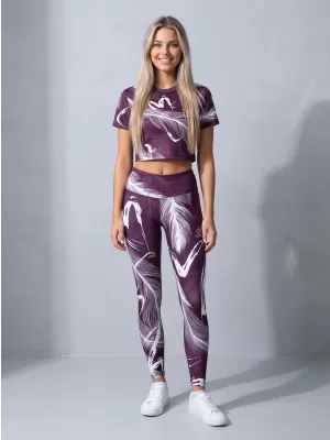 Dámske dlhé legíny premium ALTISPORT VOJ/ALW001LEG01 FIALOVÁ/BIELA