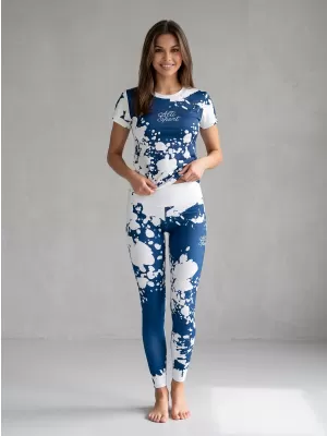 Dámske dlhé legíny premium ALTISPORT VOJ/ALW012LEG01 BIELA/MODRÁ