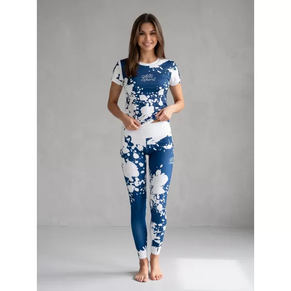  Dámske dlhé legíny premium ALTISPORT VOJ/ALW012LEG01 BIELA/MODRÁ 