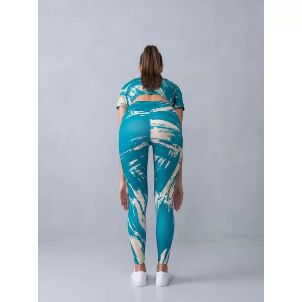  Dámske dlhé legíny premium ALTISPORT VOJ/ALW010LEG01 PETROLEJOVÁ/HNEDÁ 