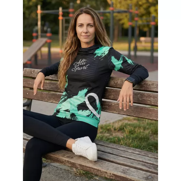  Dámska funkčná mikina premium ALTISPORT VOJ/ALW027MI01 ČIERNA/TYRKYSOVÁ 