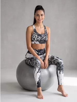 Dámske dlhé legíny premium ALTISPORT VOJ/ALW018LEG01 ČIERNOBIELA