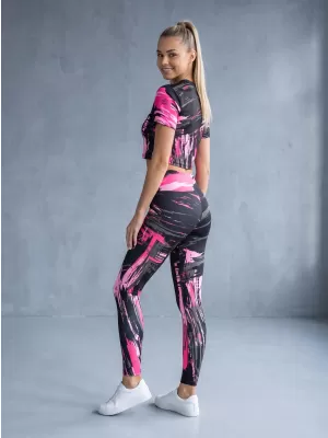 Dámske dlhé legíny premium ALTISPORT VOJ/ALW010LEG01 ČIERNA/SVETLO RUŽOVÁ