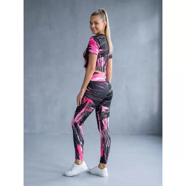  Dámske dlhé legíny premium ALTISPORT VOJ/ALW010LEG01 ČIERNA/SVETLO RUŽOVÁ 