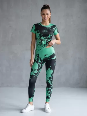 Dámske dlhé legíny premium ALTISPORT VOJ/ALW012LEG01 ČIERNA/TYRKYSOVÁ