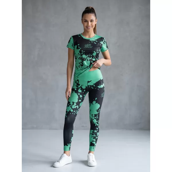  Dámske dlhé legíny premium ALTISPORT VOJ/ALW012LEG01 ČIERNA/TYRKYSOVÁ 