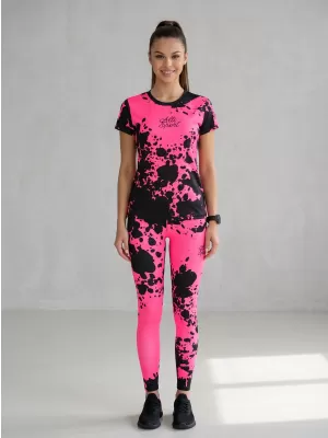 Dámske dlhé legíny premium ALTISPORT VOJ/ALW012LEG01 ČIERNA/RUŽOVÁ FLUO