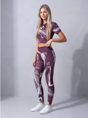 Dámske dlhé legíny premium ALTISPORT VOJ/ALW001LEG01 FIALOVÁ/BIELA