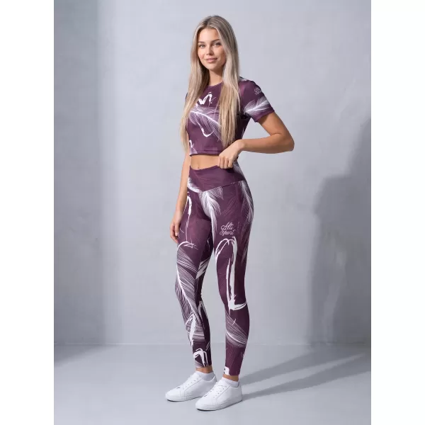  Dámske dlhé legíny premium ALTISPORT VOJ/ALW001LEG01 FIALOVÁ/BIELA 