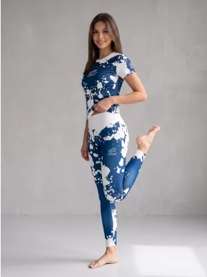 Dámske dlhé legíny premium ALTISPORT VOJ/ALW012LEG01 BIELA/MODRÁ