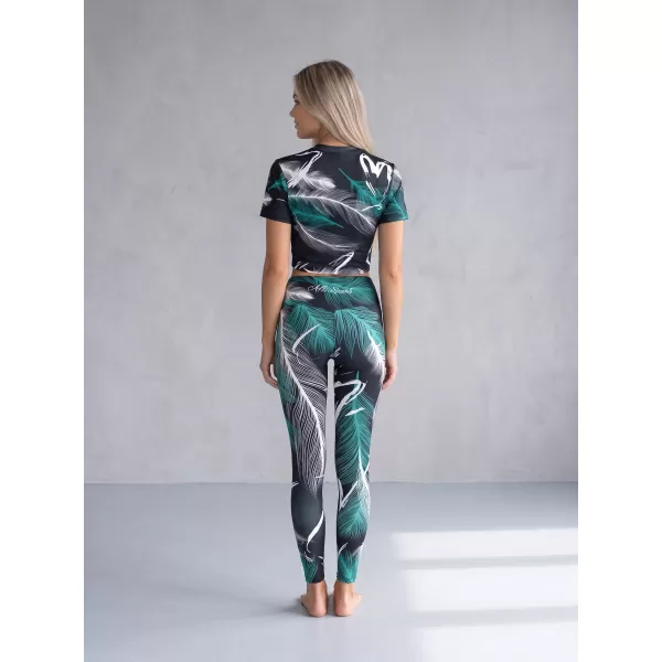  Dámske dlhé legíny premium ALTISPORT VOJ/ALW001LEG01 ČIERNA/TYRKYSOVÁ 