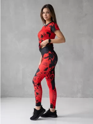 Dámske dlhé legíny premium ALTISPORT VOJ/ALW012LEG01 ČIERNA/ČERVENÁ